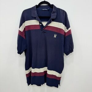 Nautica Men's Polo in Navy with Maroon and White Accents